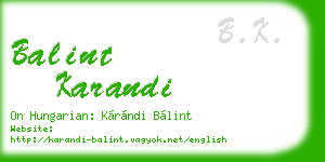 balint karandi business card